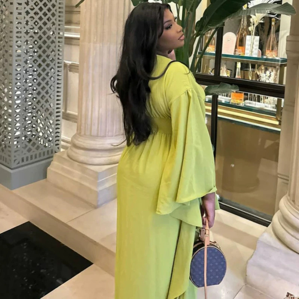 Loose Solid Color Casual Maxi Dress African Style Women